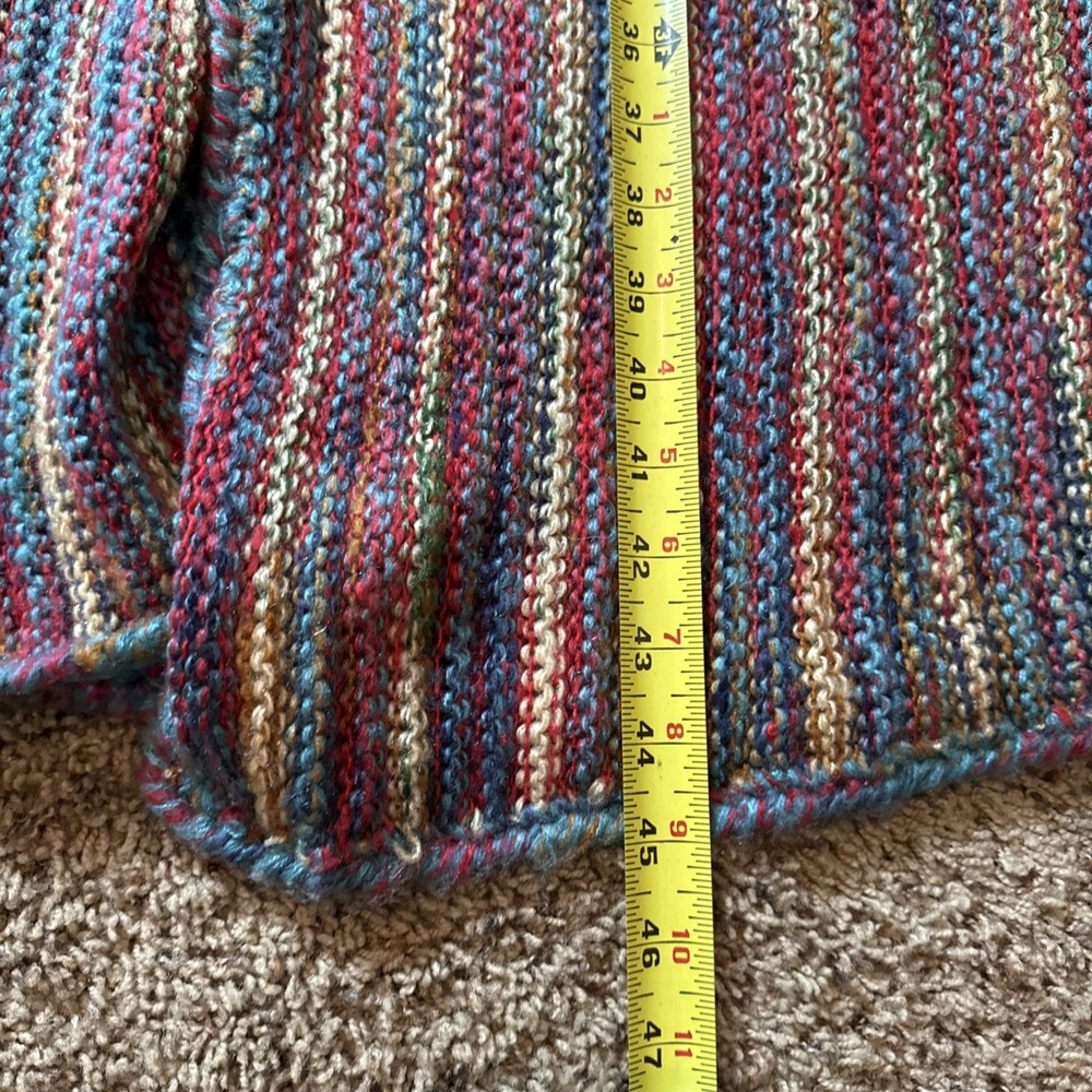 Pol Cardigan Sweater Small Chunky Knit Rainbow Stripe Duster Open Front Boho - Picture 10 of 10